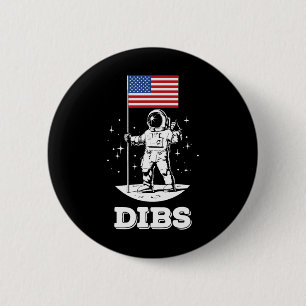 Badge Rond 5 Cm Drapeau Américain Astronaute Espace 4 Juillet Amér