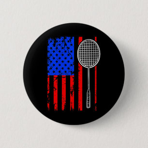 Badge Rond 5 Cm Drapeau Américain Badminton
