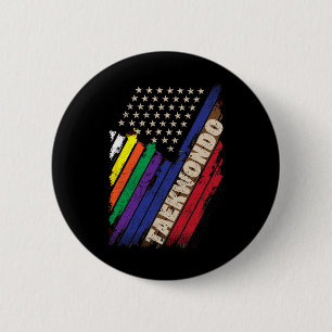 Badge Rond 5 Cm Drapeau américain Blanc Ceinture noire Couleurs Ta