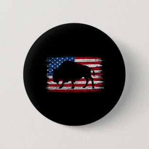 Badge Rond 5 Cm Drapeau Américain Buffalo Patriotique Rétro Bison