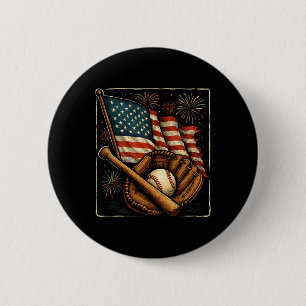 Badge Rond 5 Cm Drapeau Américain Bysebyll Joueur Receveur Lanceur
