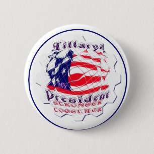 Badge Rond 5 Cm Drapeau américain coloré couleurs Hillary pour USA
