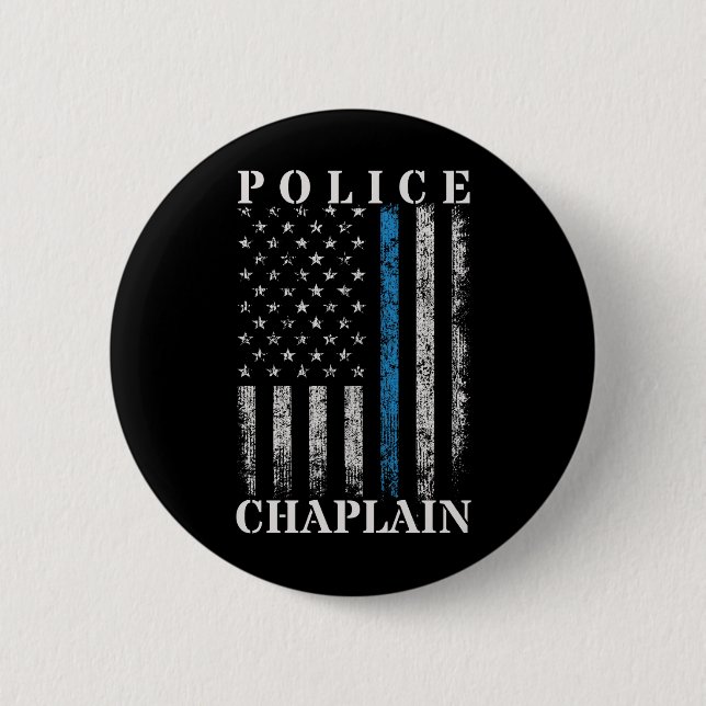 Badge Rond 5 Cm Drapeau américain de l'aumônier de police (Devant)
