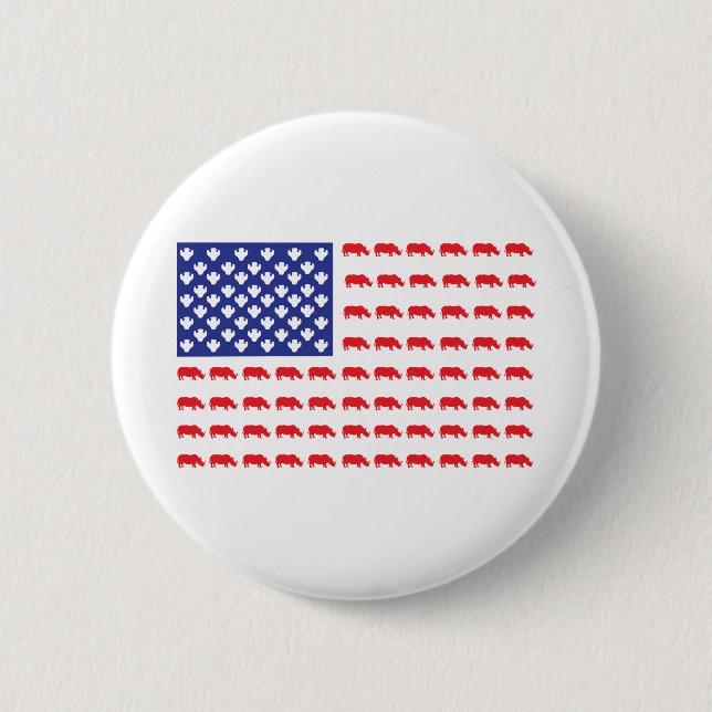 Badge Rond 5 Cm Drapeau américain de Rhinoceros (Devant)