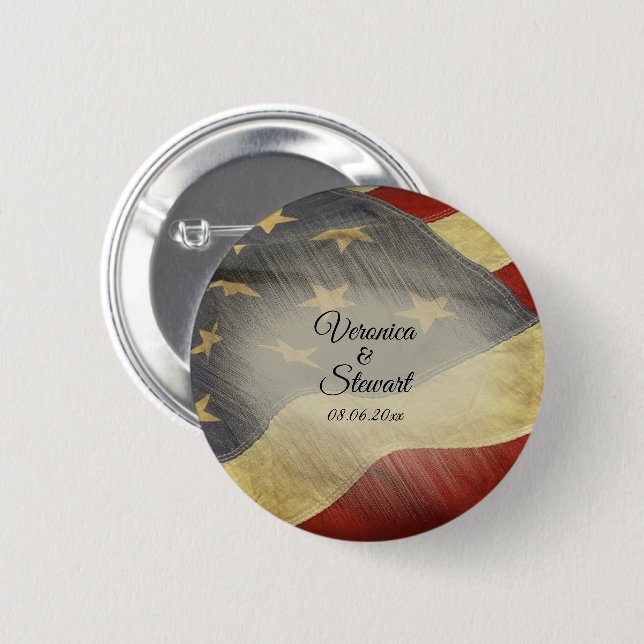 Badge Rond 5 Cm Drapeau américain en détresse (Devant & derrière)
