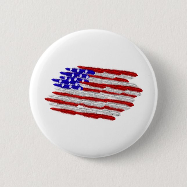 Badge Rond 5 Cm Drapeau américain en plumes (Devant)