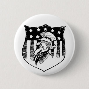 Badge Rond 5 Cm Drapeau américain et oncle Sam patriotique vintage