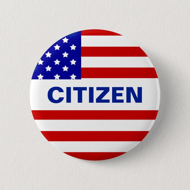Badge Rond 5 Cm drapeau américain et texte citoyen modifiable (Devant)