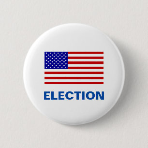 Badge Rond 5 Cm Drapeau américain et texte électoral