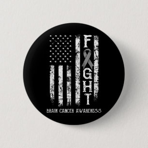 Badge Rond 5 Cm Drapeau américain Guerrier du cancer du cerveau