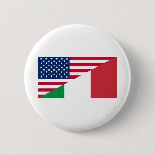 Badge Rond 5 Cm Drapeau américain italien des USA Italie de fiert