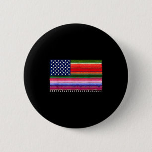 Badge Rond 5 Cm Drapeau américain mexicain serape cinco de mayo po
