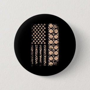 Badge Rond 5 Cm Drapeau américain patriotique léopard trèfle stPat