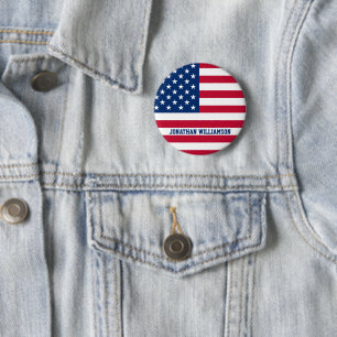 Badge Rond 5 Cm Drapeau américain personnalisé Stars et bandes