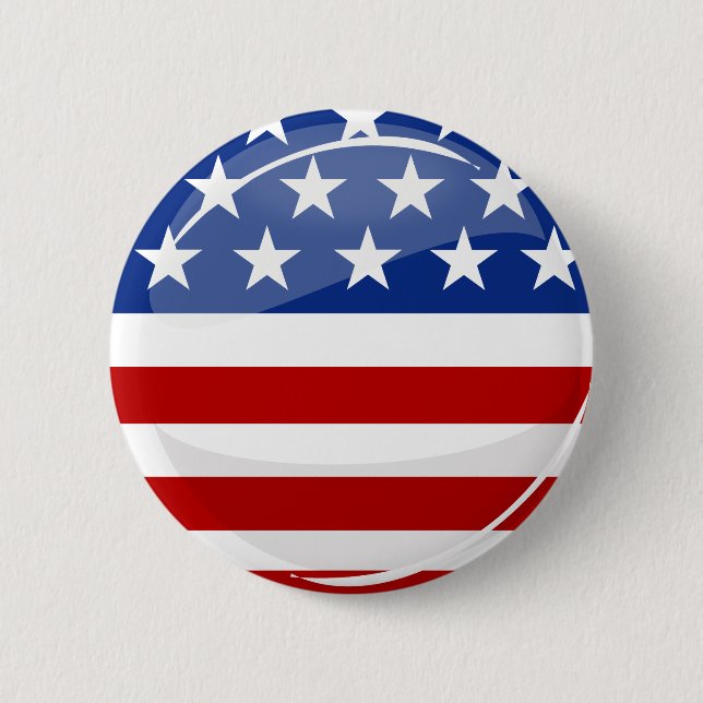 Badge Rond 5 Cm Drapeau américain rond brillant (Devant)