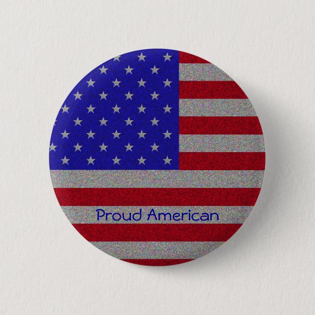 Badge Rond 5 Cm Drapeau américain scintillant (Devant)