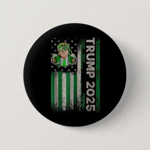 Badge Rond 5 Cm Drapeau américain Trump 2025 vintage St. Patrick