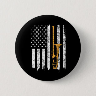 Badge Rond 5 Cm Drapeau américain Usa Trombone - Tromboniste Amour