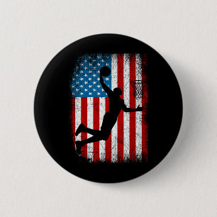 Badge Rond 5 Cm Drapeau américain Vintage Basketball 4e de
