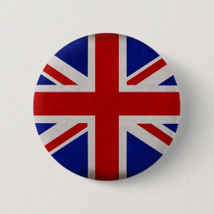 Badge Rond 5 Cm Drapeau Anglais d'Angleterre texturé