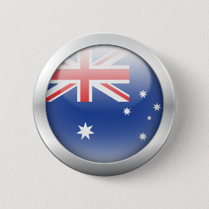 Badge Rond 5 Cm Drapeau australien dans le globe