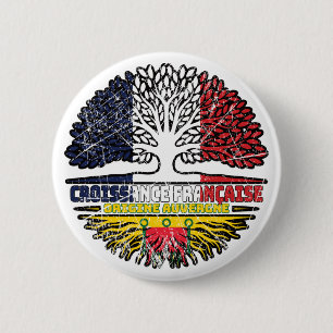Badge Rond 5 Cm Drapeau Auvergne Auvergnat France Arbre