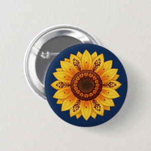 Badge Rond 5 Cm Drapeau aux motifs ornementaux ukrainiens de tourn