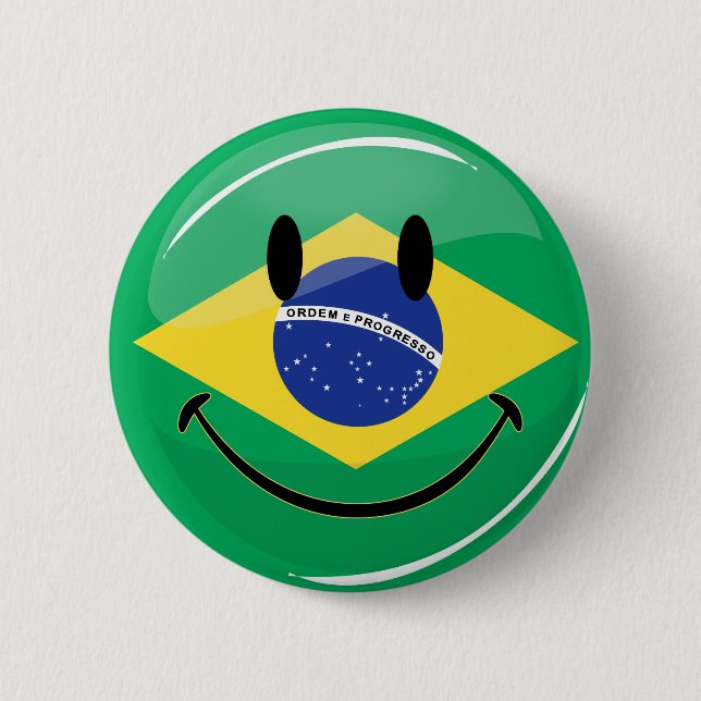 Badge Rond 5 Cm Drapeau brésilien de sourire (Devant)