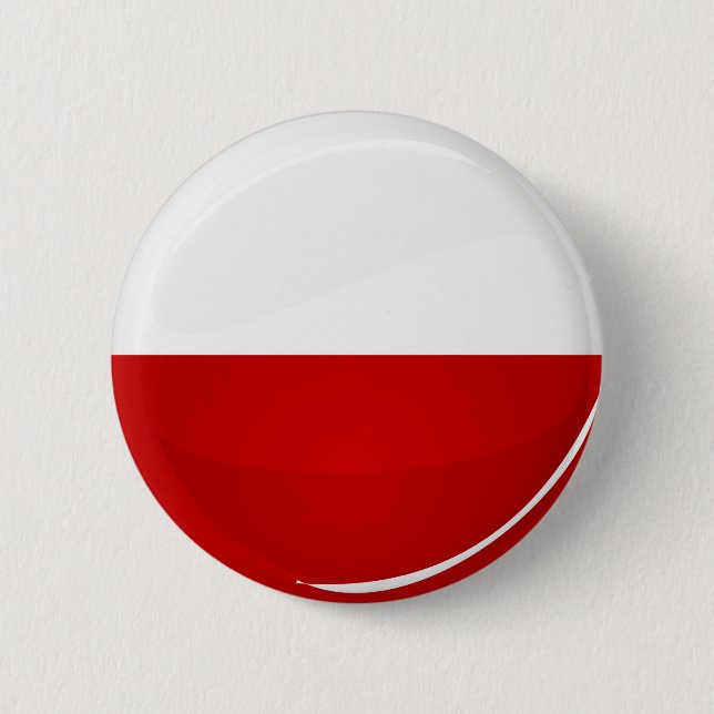 Badge Rond 5 Cm Drapeau brillant de polonais de rond (Devant)