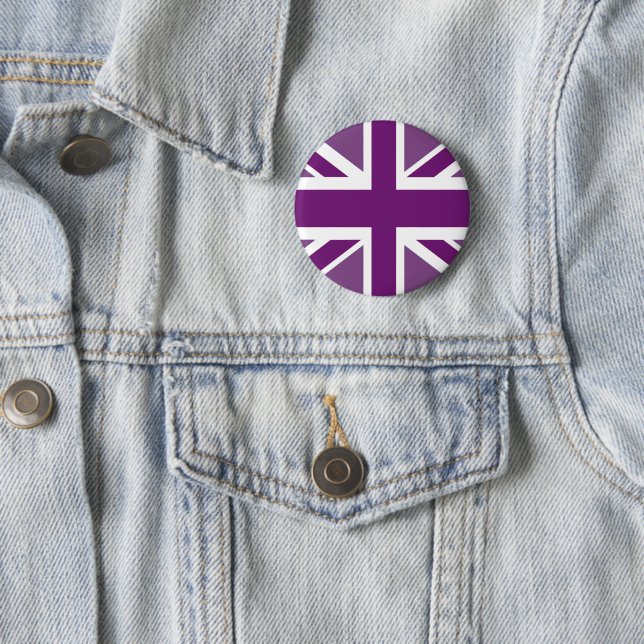Badge Rond 5 Cm Drapeau britannique en violet (En situation)