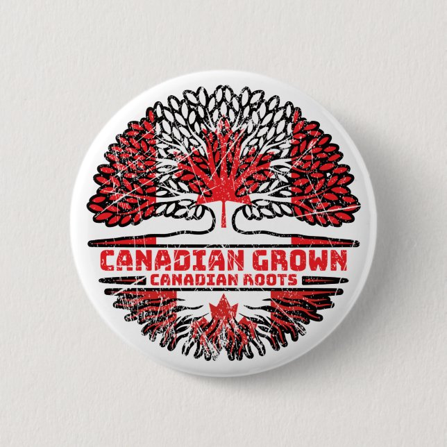 Badge Rond 5 Cm Drapeau canadien des racines d'arbre (Devant)