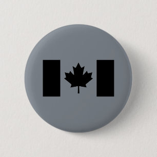 Badge Rond 5 Cm Drapeau canadien en noir
