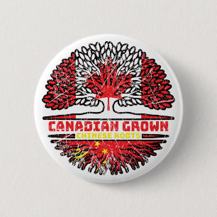 Badge Rond 5 Cm Drapeau chinois du Canada Tree Roots