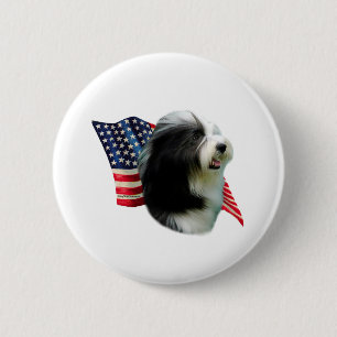 Badge Rond 5 Cm Drapeau Collie hérissé