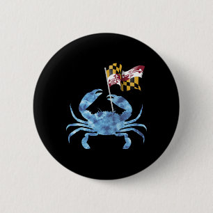 Badge Rond 5 Cm Drapeau crabe bleu du Maryland Vacances en famille