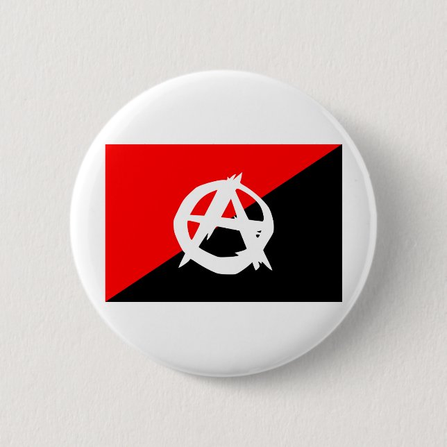 Badge Rond 5 Cm Drapeau d'anarchiste avec le symbole d'A (Devant)