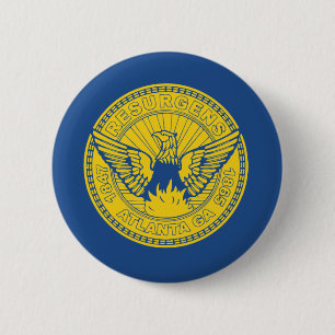 Badge Rond 5 Cm Drapeau d'Atlanta, Bouton de Géorgie