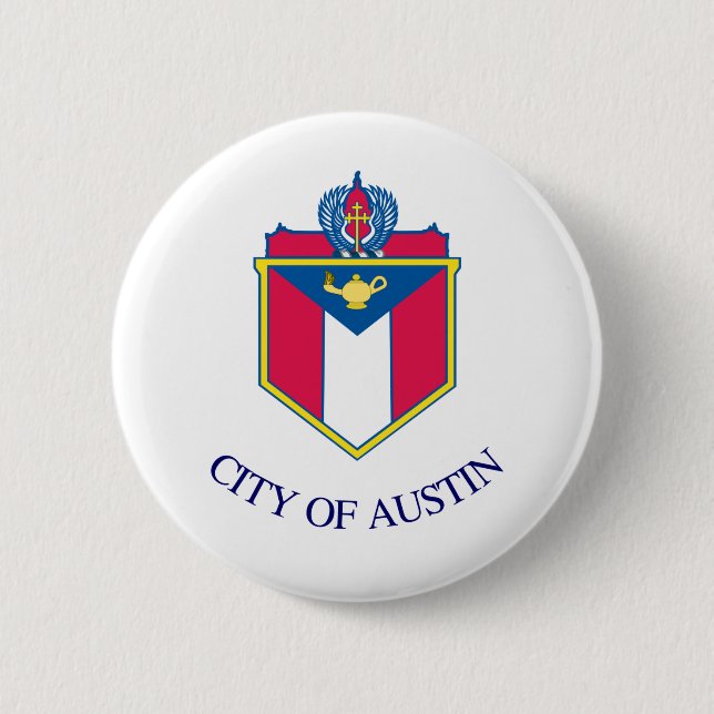 Badge Rond 5 Cm Drapeau d'Austin, Texas (Devant)