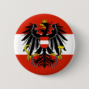 Badge Rond 5 Cm Drapeau d'Autriche avec armoiries