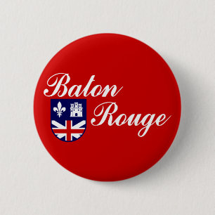 Badge Rond 5 Cm Drapeau de Baton Rouge, Louisiane