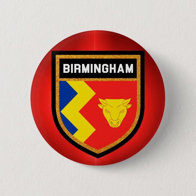Badge Rond 5 Cm Drapeau de Birmingham (Devant)