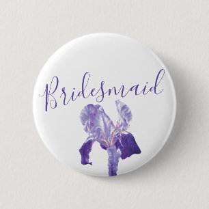 Badge Rond 5 Cm Drapeau de Bridesmaid iris violet mariage pin / bo