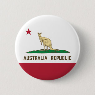 Badge Rond 5 Cm Drapeau de Californie Australie Kangaroo