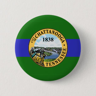 Badge Rond 5 Cm Drapeau de Chattanooga, Bouton du Tennessee