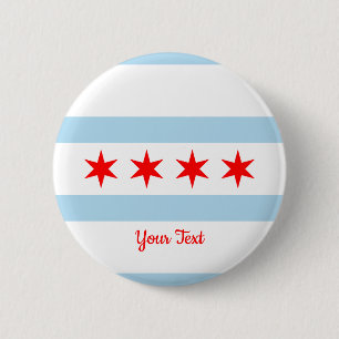 Badge Rond 5 Cm Drapeau de Chicago, Illinois Button