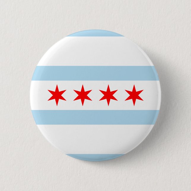 Badge Rond 5 Cm Drapeau de Chicago, Illinois Button (Devant)