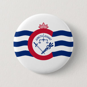 Badge Rond 5 Cm Drapeau de Cincinnati, Bouton de l'Ohio