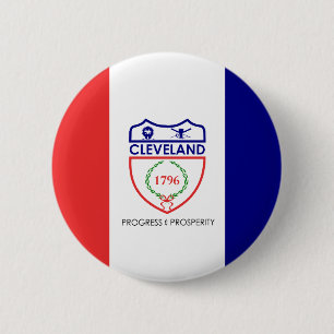 Badge Rond 5 Cm Drapeau de Cleveland, Ohio Pinback Button