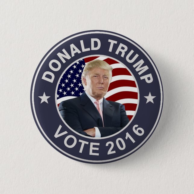 Badge Rond 5 Cm Drapeau de Donald Trump USA (Devant)