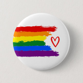 Badge Rond 5 Cm Drapeau de fierté avec bouton coeur